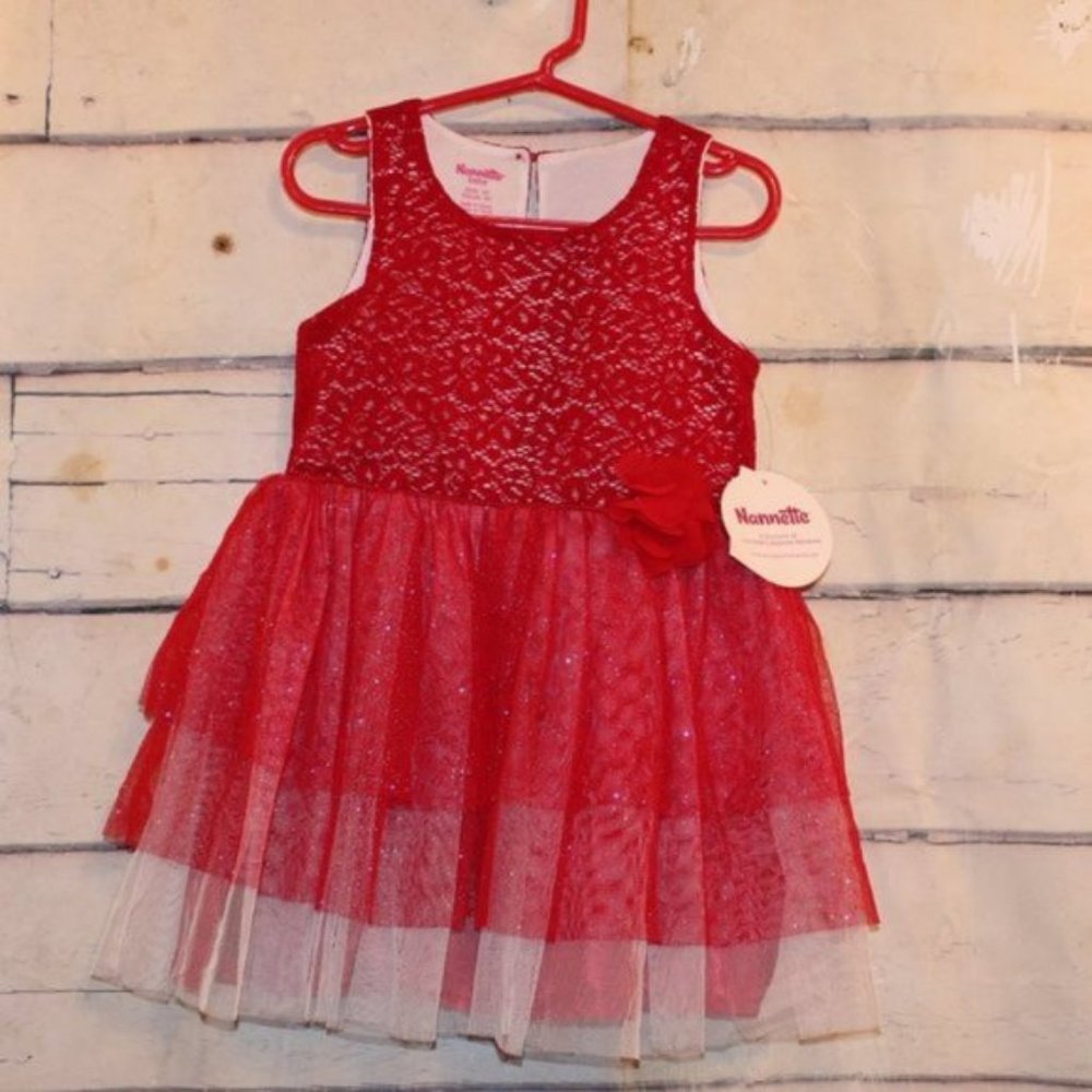 New Nannette Baby 4T True Red Holiday Christmas Occasion Sleeveless Dress NWT